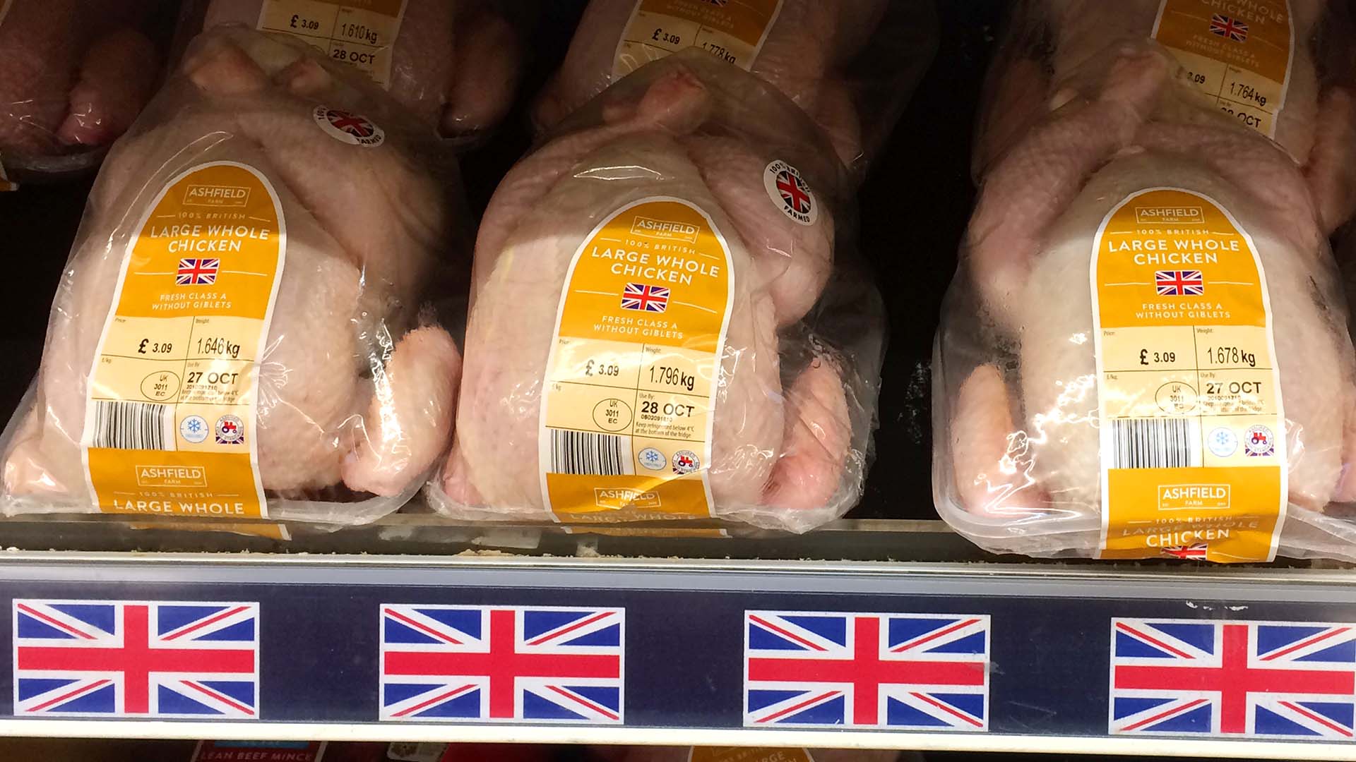 Gôndola de frango no Reino Unido