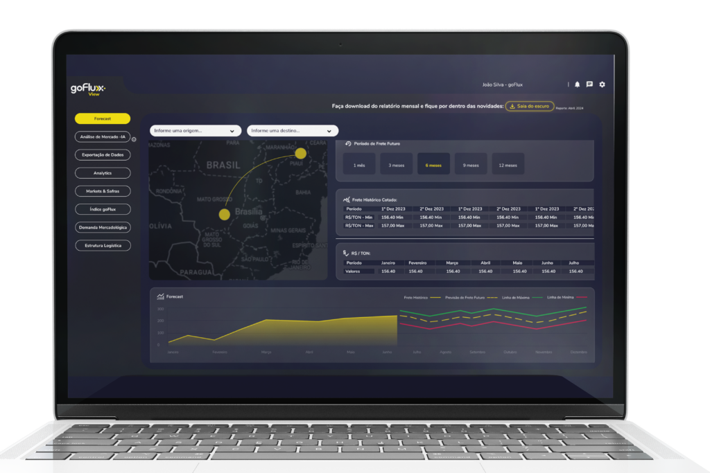 Imagem de tela mostrando a plataforma goFlux; startup quer digitalizar a contratação de frete no Brasil
