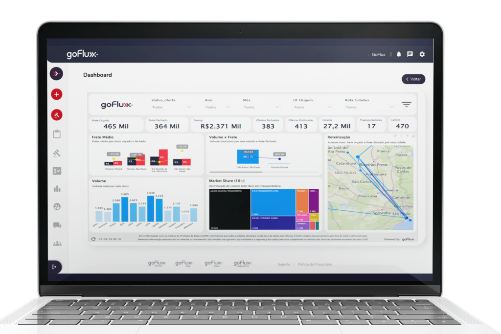 Imagem de tela mostrando a plataforma goFlux; startup quer digitalizar a contratação de frete no Brasil