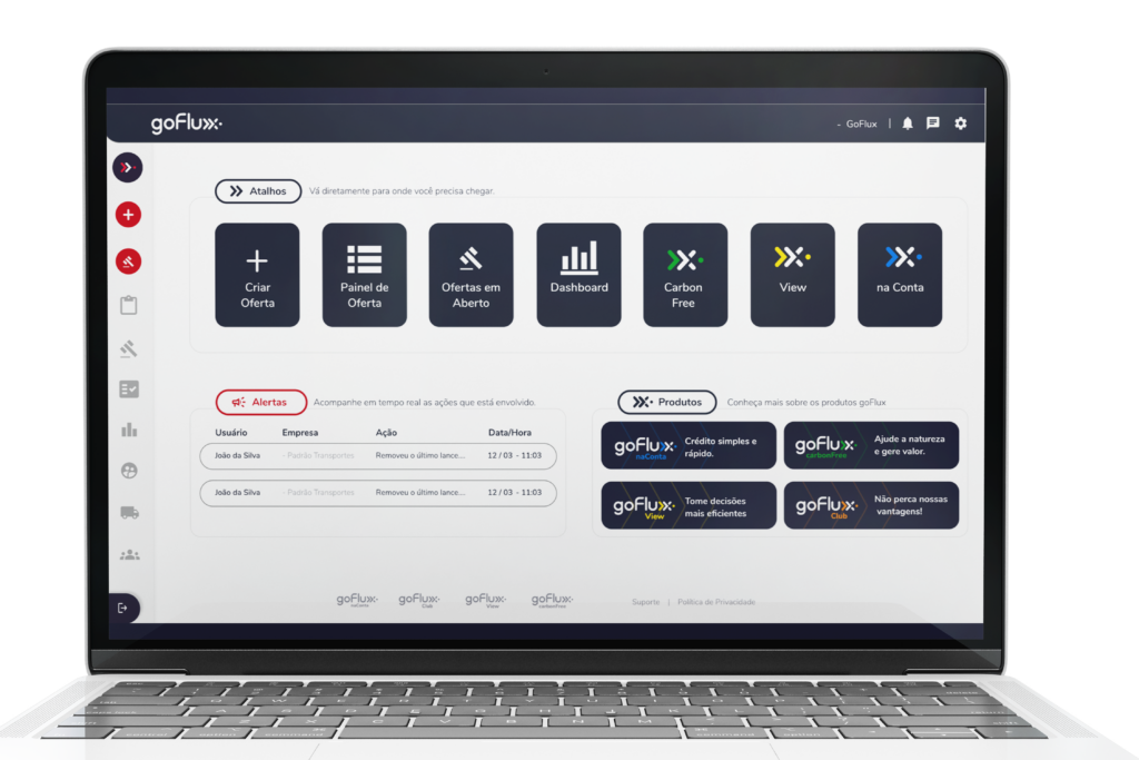 Imagem de tela mostrando a plataforma goFlux; startup quer digitalizar a contratação de frete no Brasil