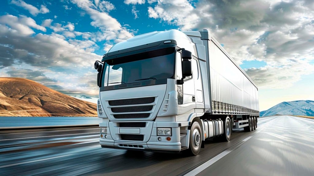 Caminhão levando carga agrícola em uma rodovia