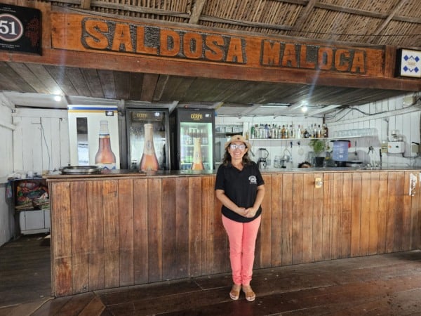 O Saldosa Maloca atraiu a curiosidade dos passantes depois de um erro na placa | Crédito: Tatiana Freitas