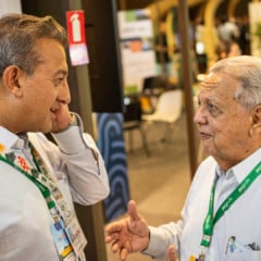 Jai Shroff, CEO da UPL, e o ex-ministro da Agricultura Roberto Rodrigues na COP30