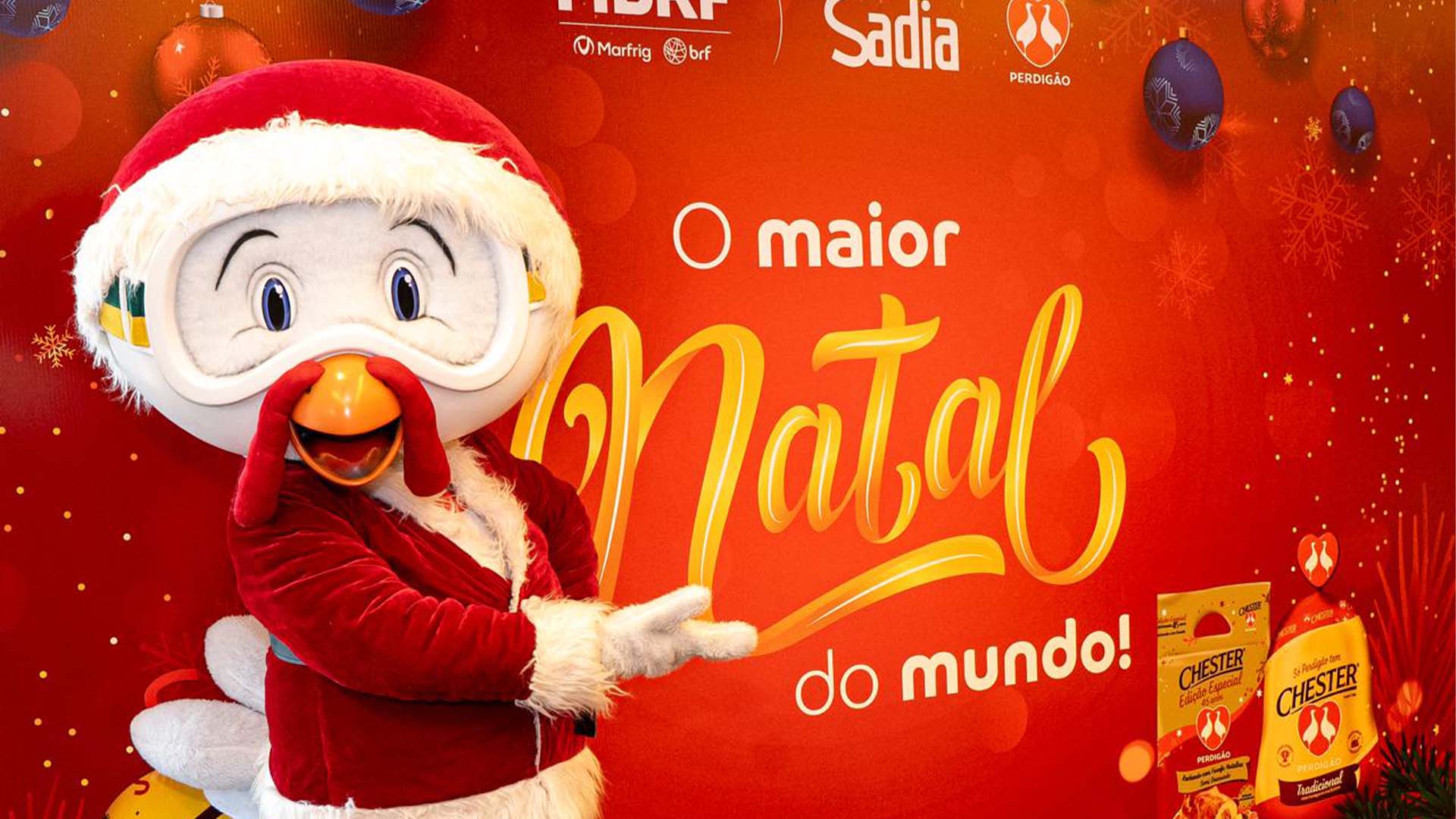 Lek Trek, símbolo da MBRF, em evento de Natal | Crédito: Divulgação